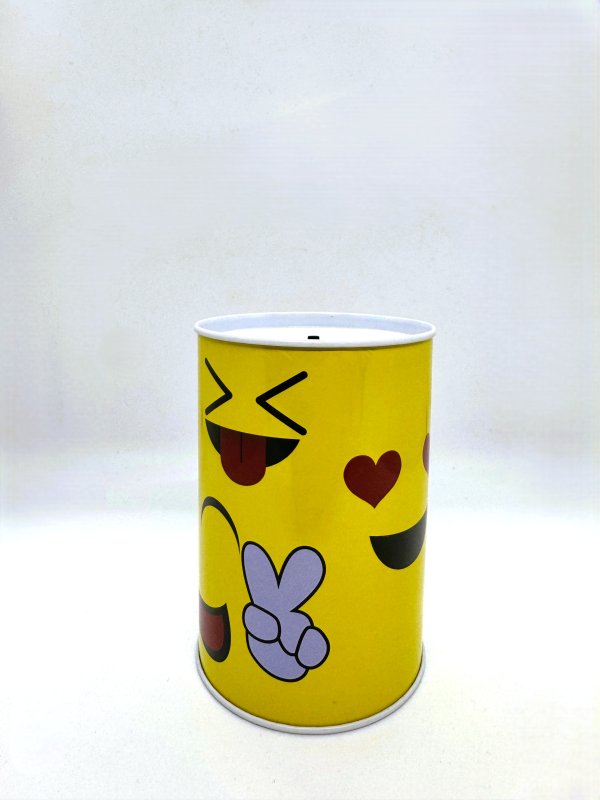 SİLİNDİR EMOJİ DESENLİ KUMBARA
